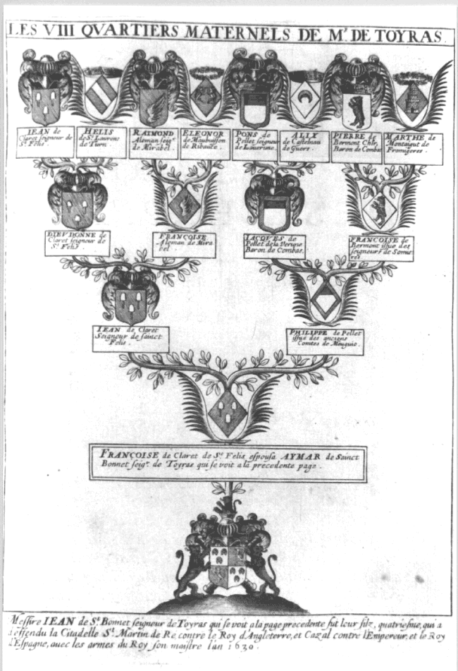 arbre  ascendant maternel de jean de st bonnet du caylar, marechal de toiras